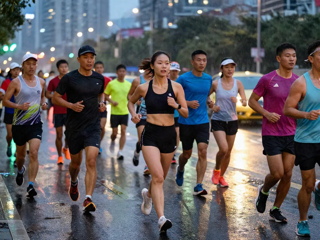 Exciting street running scene depicting diverse athletes participating in community running events while showcasing streek reviews.