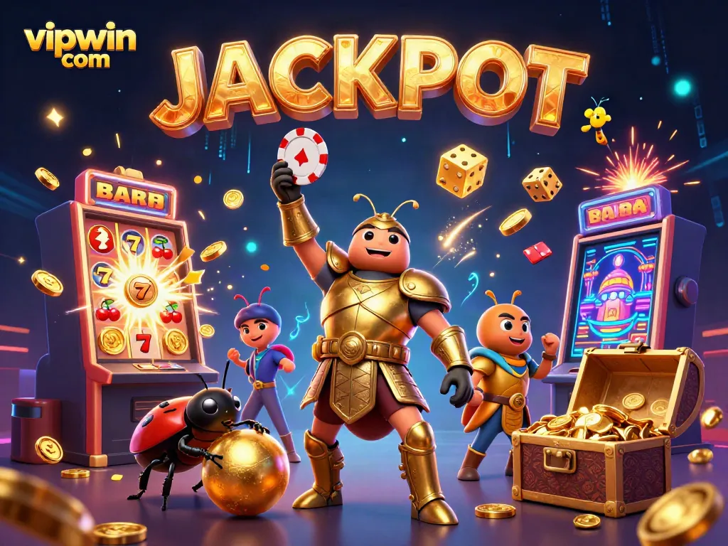 Experience the vibrant victory at vipwin com with a beetle in armor amidst a jackpot explosion!